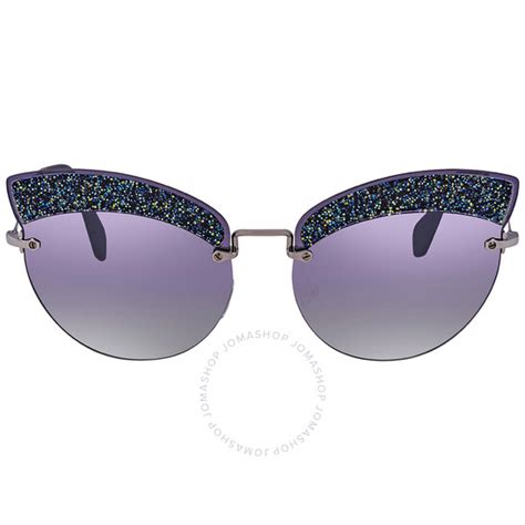 Miu Miu Grey Gradient Blue/ Silver Mirror Cat Eye Ladies 